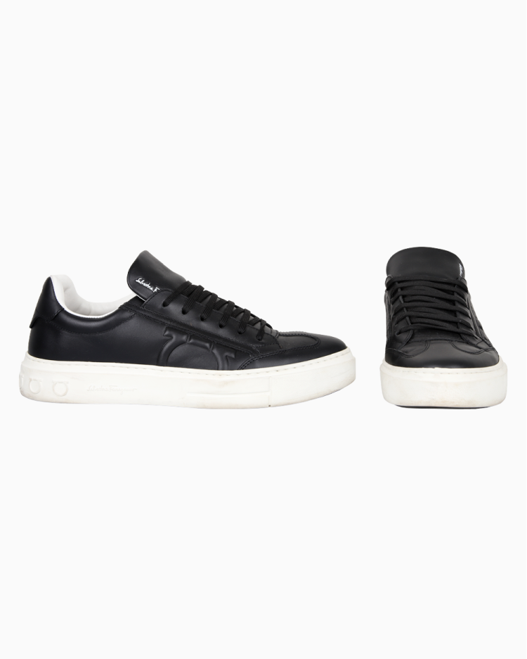 Tênis Ferragamo Original Couro Preto Masculino