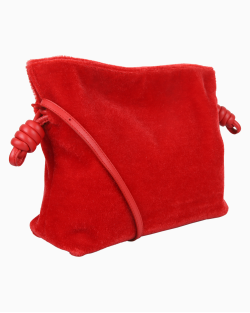 Bolsa Loewe Flamenco Shearling Média Vermelha