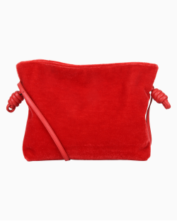 Bolsa Loewe Flamenco Shearling Média Vermelha