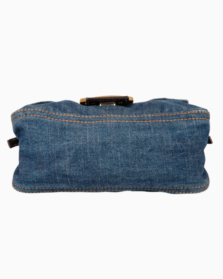Bolsa Fendi Original Denim Mama Baguette Azul Feminina