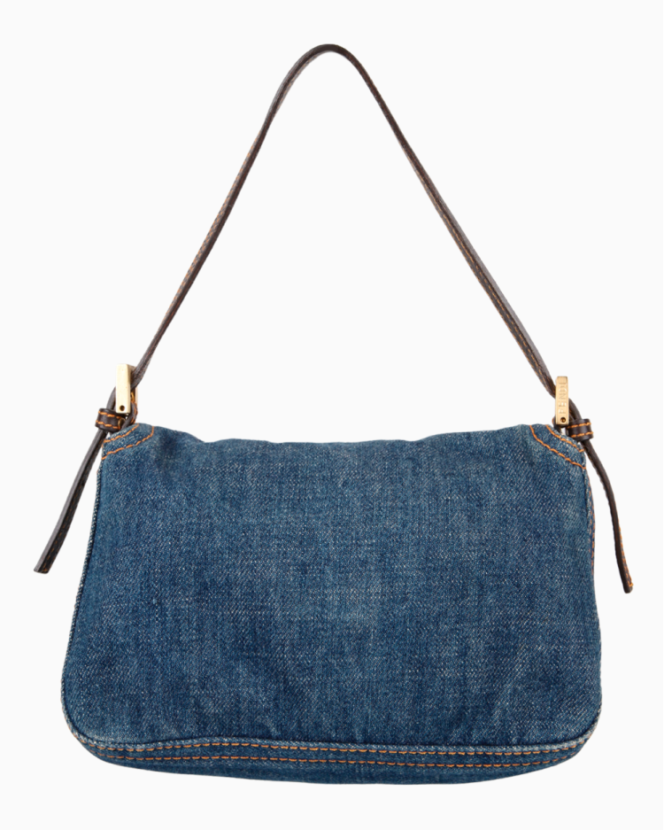 Bolsa Fendi Original Denim Mama Baguette Azul Feminina