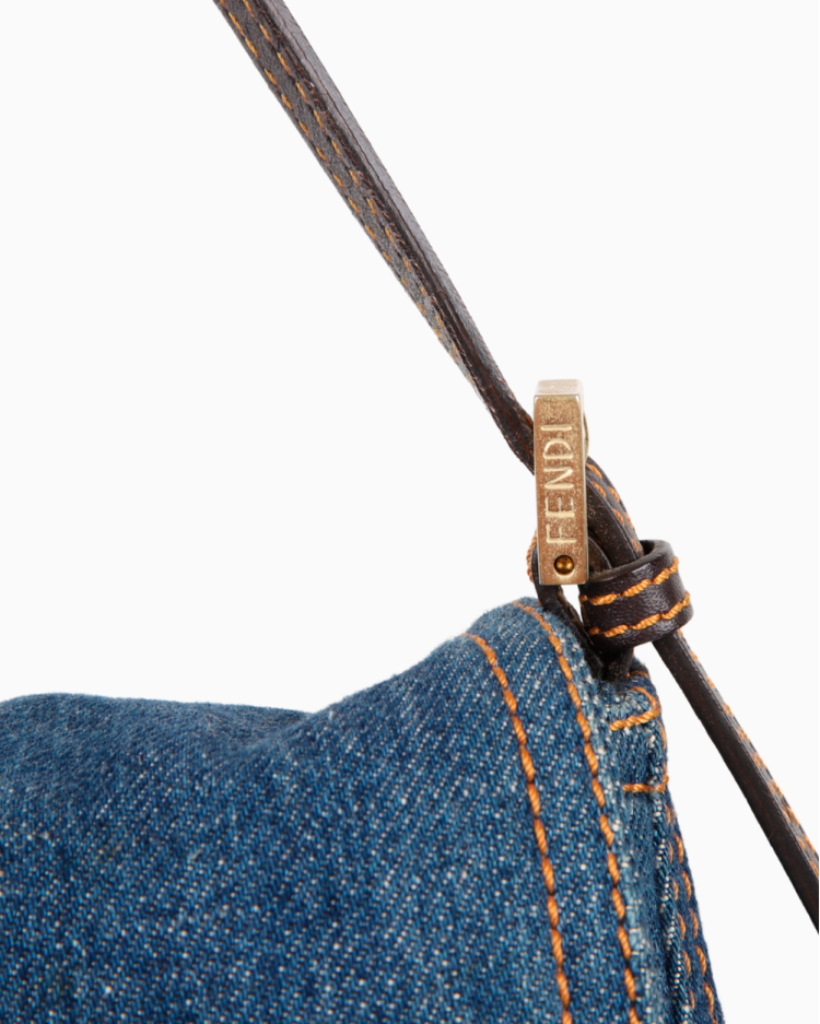 Bolsa Fendi Original Denim Mama Baguette Azul Feminina