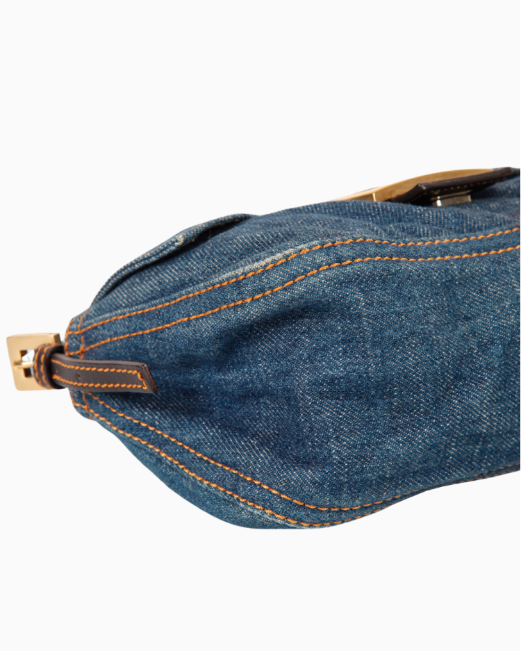 Bolsa Fendi Original Denim Mama Baguette Azul Feminina