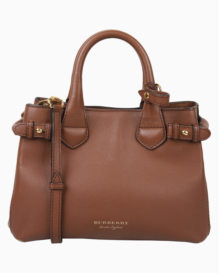 Bolsa Burberry Original House Check Small Banner Tote Marrom Feminina