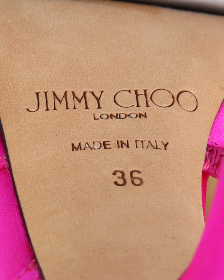 正規品JIMMY CHOO Sapato Jimmy Choo Original Aurelie Cetim Pink Feminino
