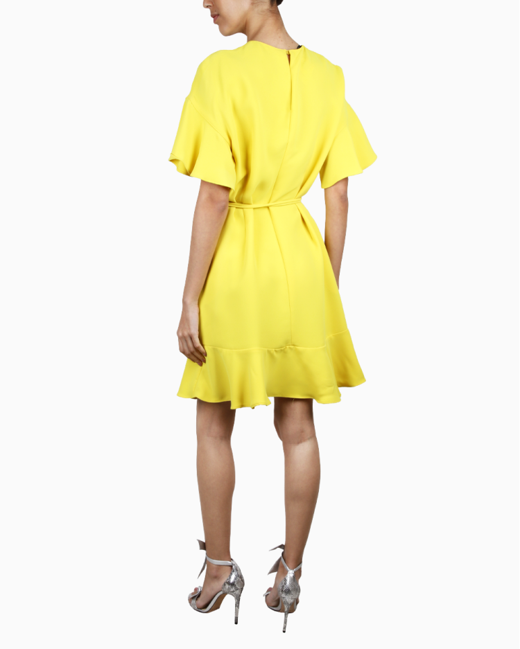 Vestido Carolina Herrera Original Babado Amarelo Feminino