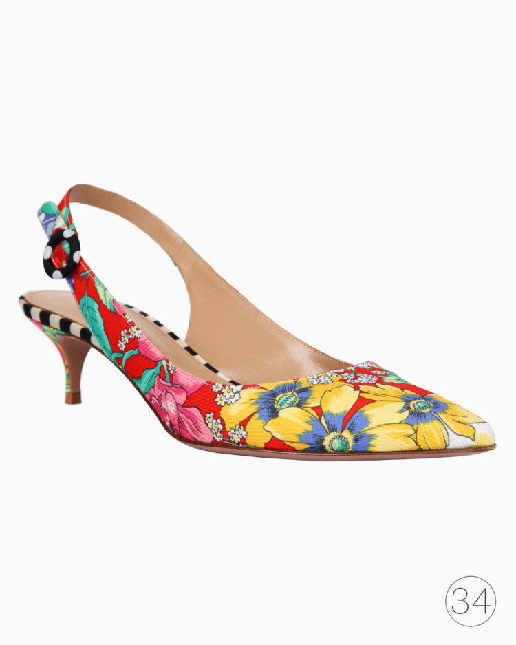 Scarpin Aquazzura Original Slingback Floral Feminino