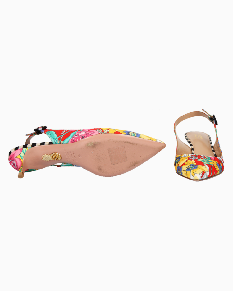 Scarpin Aquazzura Original Slingback Floral Feminino