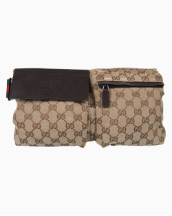 Pochete Gucci GG Supreme Double Belt Canvas Monograma 