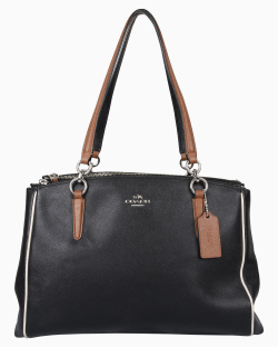 Bolsa Coach Christie Carryall Couro Preta e Marrom