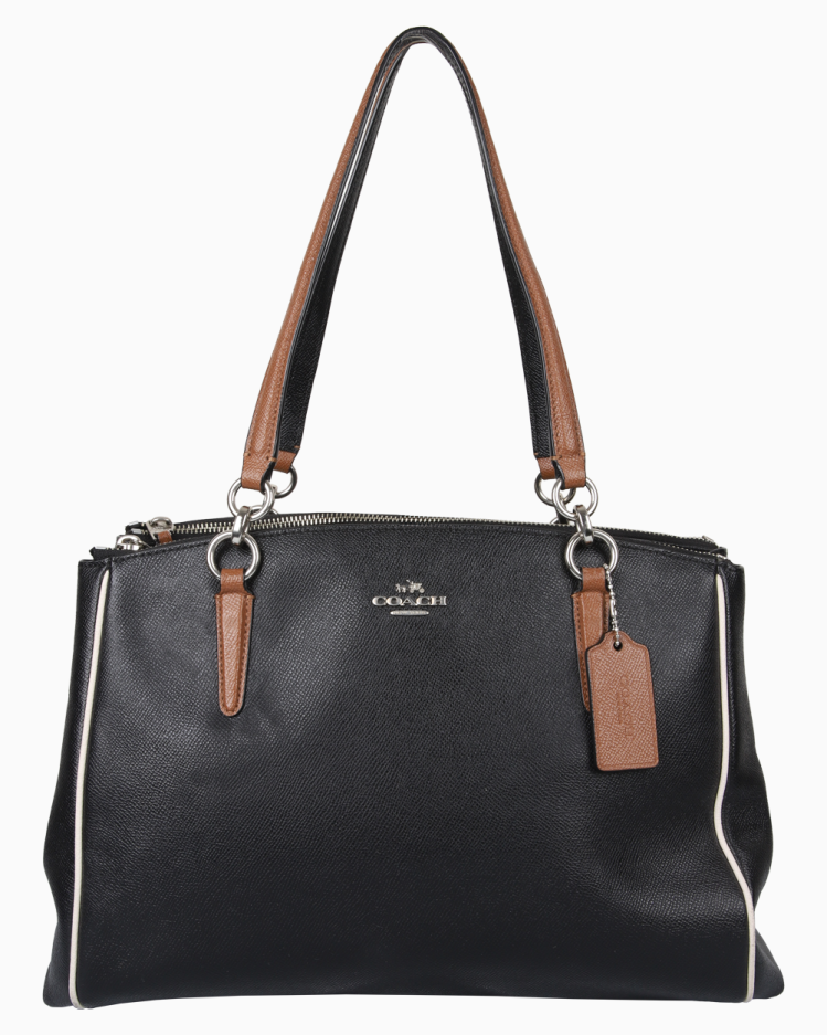 Bolsa Coach Original Christie Carryall Couro Preta e Marrom Feminina