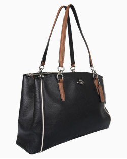 Bolsa Coach Christie Carryall Couro Preta e Marrom