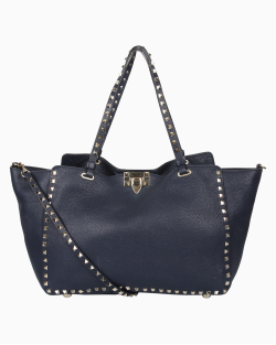 Bolsa Valentino Rockstud Tote Trapeze Azul Marinho