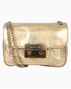 Bolsa Michael Kors Flap Lock Crossbody Dourada