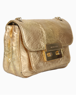 Bolsa Michael Kors Flap Lock Crossbody Dourada