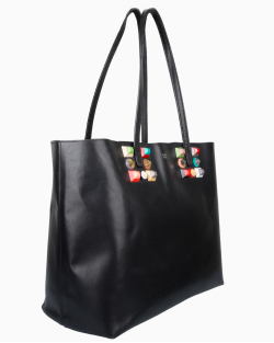 Bolsa Fendi Rainbow Stud Roll Tote Preta          