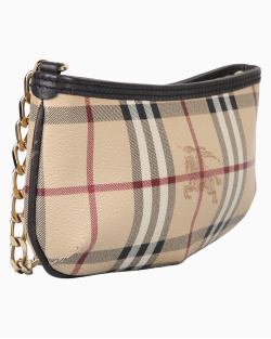Bolsa Burberry Haymarket Check Pochette Bege