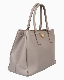 Bolsa Prada Galleria Grande Saffiano Cinza
