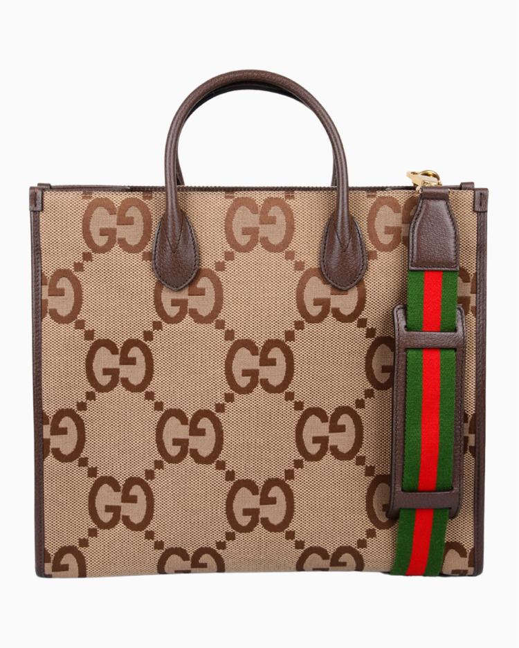 Bolsa Gucci Original Jumbo GG Tote Canvas Marrom Feminina