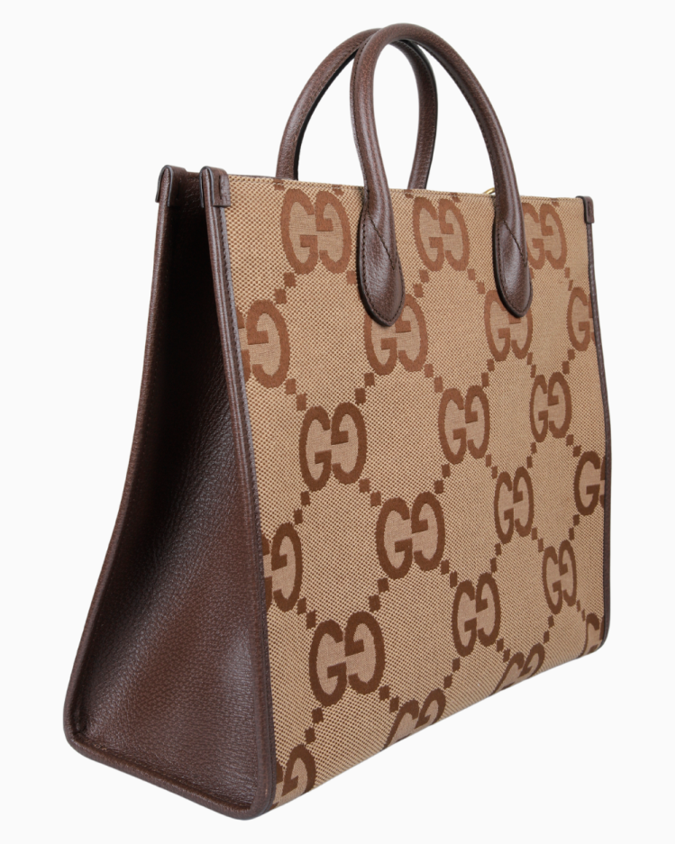 Bolsa Gucci Original Jumbo GG Tote Canvas Marrom Feminina