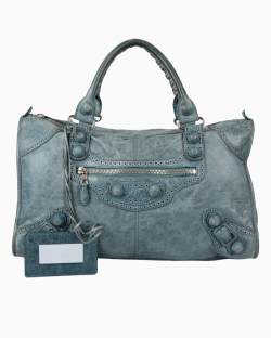 Bolsa Balenciaga Giant 21 Brogue Couro Azul