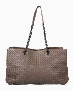 Bolsa Bottega Veneta Chain Tote Intrecciato Marrom 