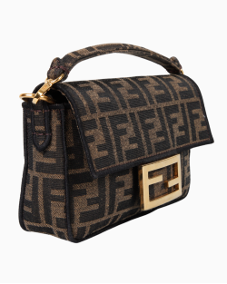 Bolsa Fendi FF Zucca Mini Baguette Marrom