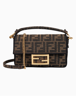 Bolsa Fendi FF Zucca Mini Baguette Marrom