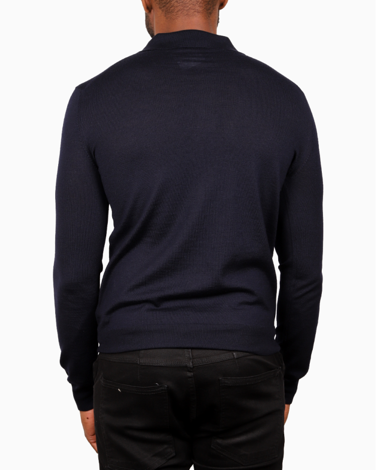 Camisa Polo Prada Original Manga Longa Azul Marinho Masculina