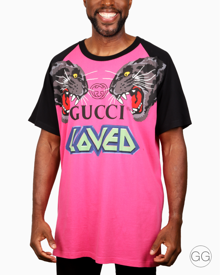Camiseta Gucci Original Estampa Pantera Rosa Masculina