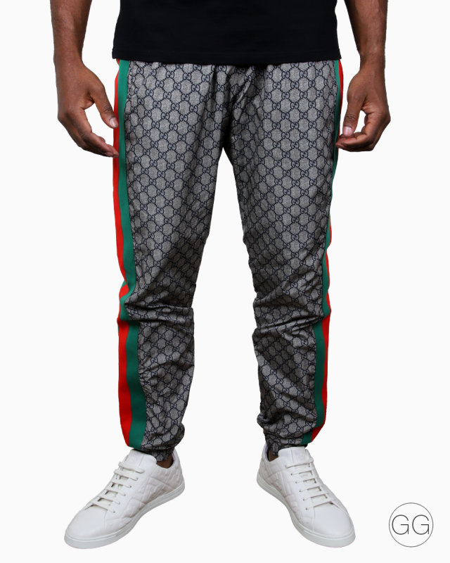 Calça Gucci Original GG Supreme Nylon Cinza Masculina