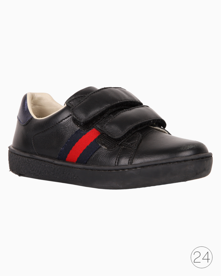 Tênis Infantil Gucci Original Ace Couro Preto