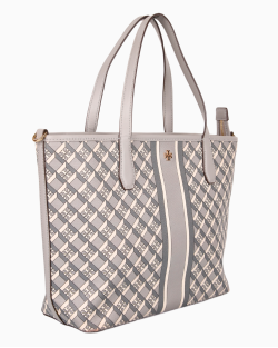 Bolsa Tory Burch Geo Tote Pequena Cinza