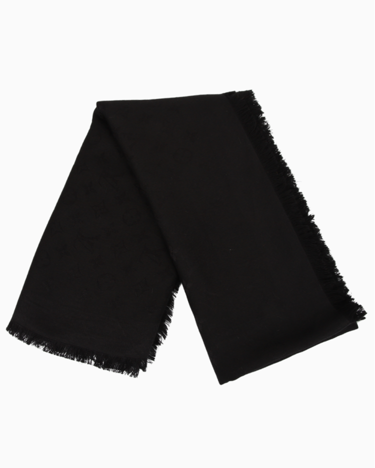 Xale Louis Vuitton Original Seda e Lã Monograma Preto Feminino