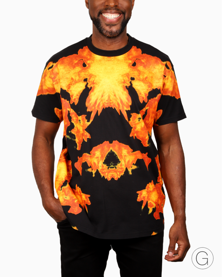 Camiseta Givenchy Original Estampada Laranja e Preta Masculina