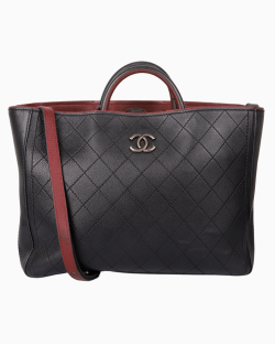 Bolsa Chanel CC Shopping Tote Bullskin Preta