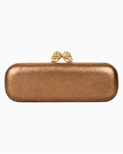 Clutch Alexander McQueen Skull Couro Dourada