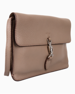 Bolsa Gucci Soft Jackie Flap Couro Cinza