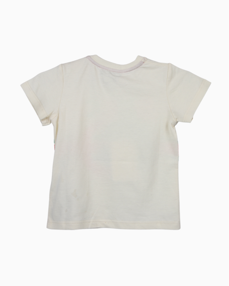 Camiseta Infantil Gucci Original Estampa Gráfica Bege