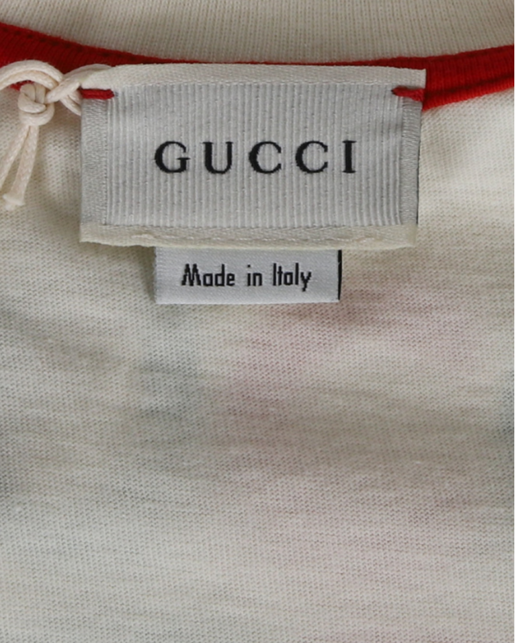 Camiseta Infantil Gucci Original Estampa Gráfica Bege