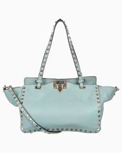 Bolsa Valentino Rockstud Trapeze Small Turqueza
