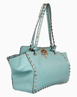 Bolsa Valentino Rockstud Trapeze Small Turqueza