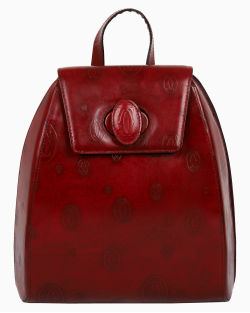 Mochila Cartier Vintage Couro Escovado Vinho