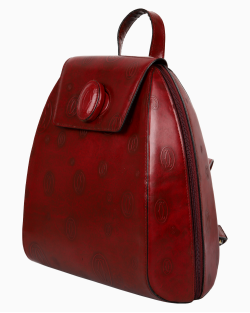 Mochila Cartier Vintage Couro Escovado Vinho