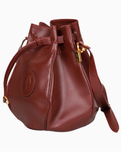 Bolsa Cartier Vintage Bucket Couro Vinho