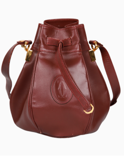 Bolsa Cartier Vintage Bucket Couro Vinho