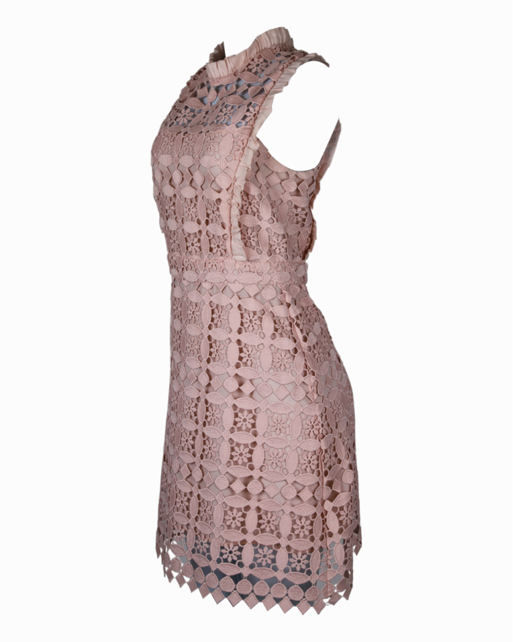 Vestido Sandro Original Renda Guipir Rosa Feminino