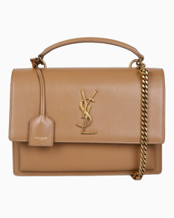 Bolsa Saint Laurent Sunset Medium Couro Bege