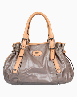 Bolsa TOD'S Vintage Coated Canvas Prata e Bege
