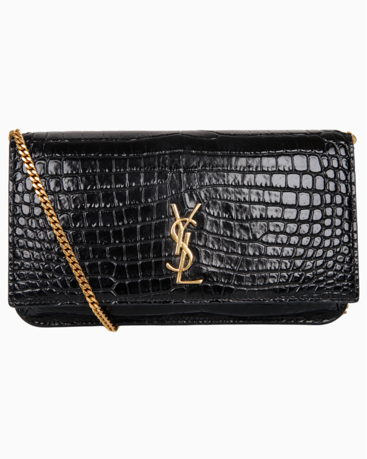 Bolsa Saint Laurent Original Cassandre Phone Holder Croco-Embossed